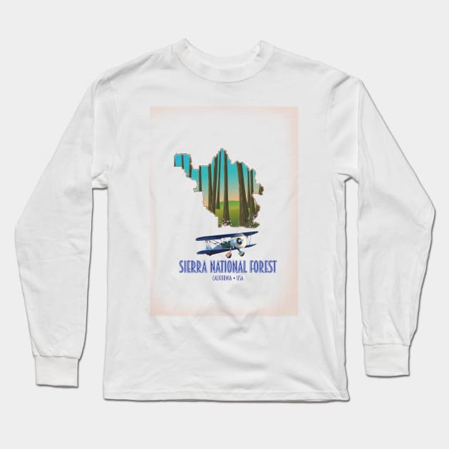 Sierra national forest California USA map Long Sleeve T-Shirt by nickemporium1